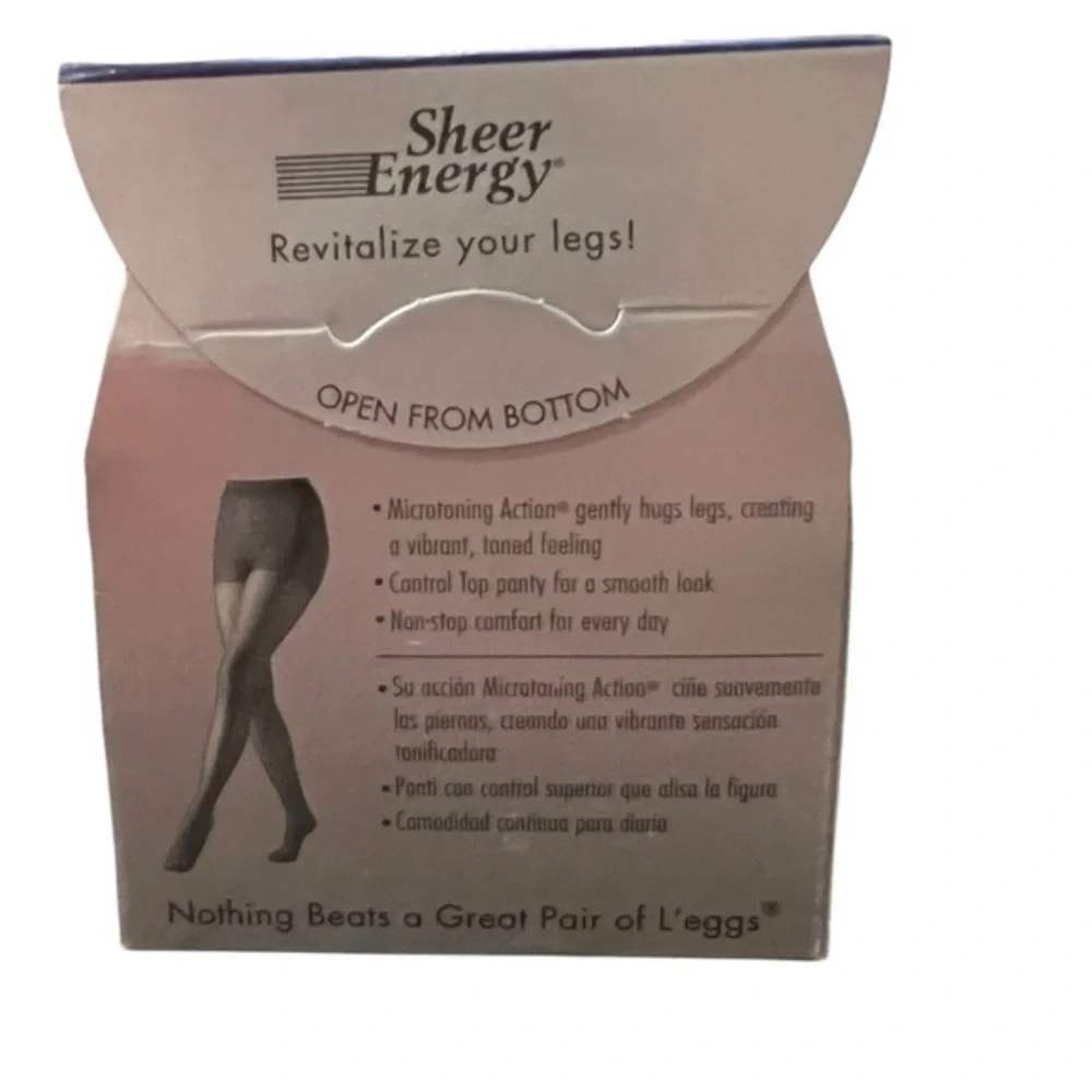 L'eggs SheerEnergy Control Top B Pantyhose Sheer‎ Toe Suntan Revitalizing NIP